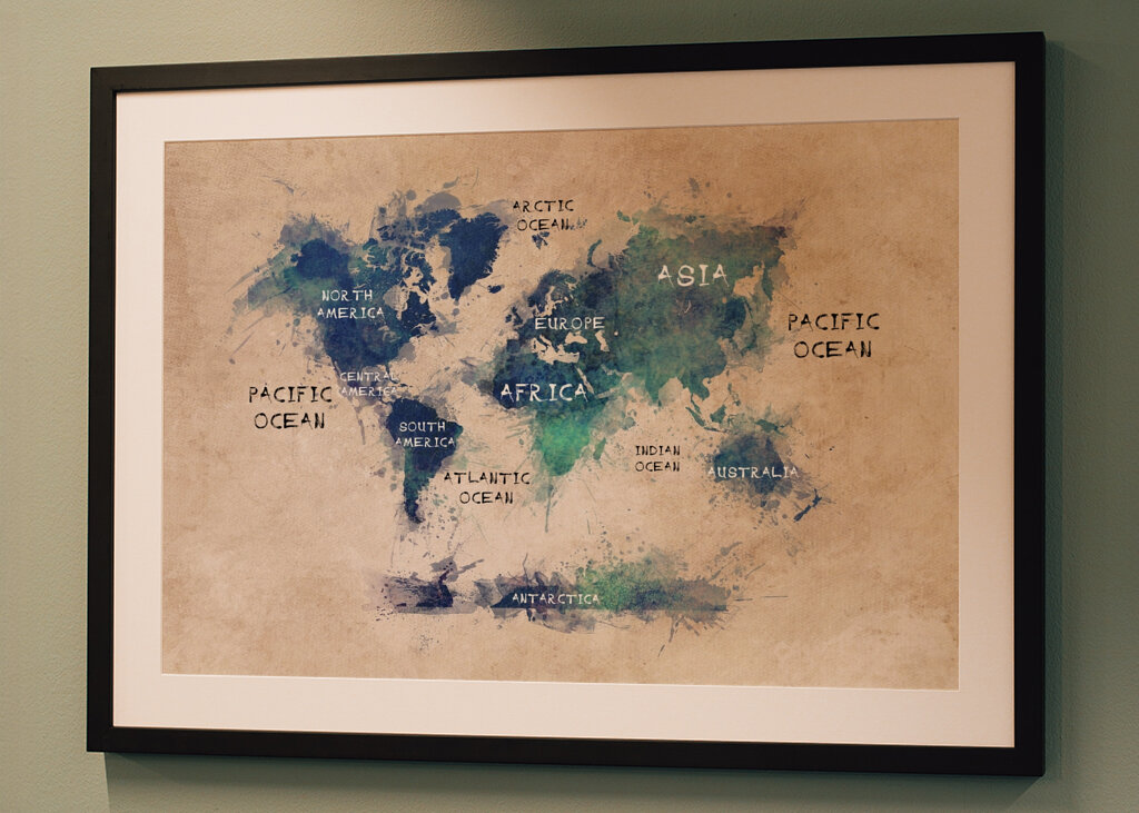 Mapa moří a kontinentů