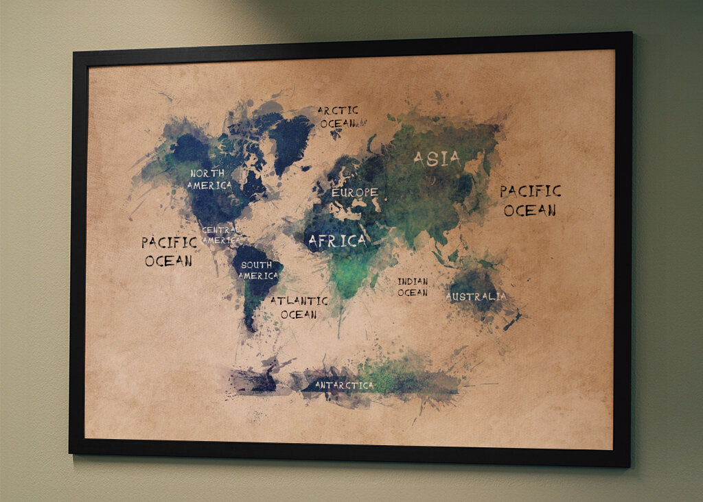 Mapa moří a kontinentů