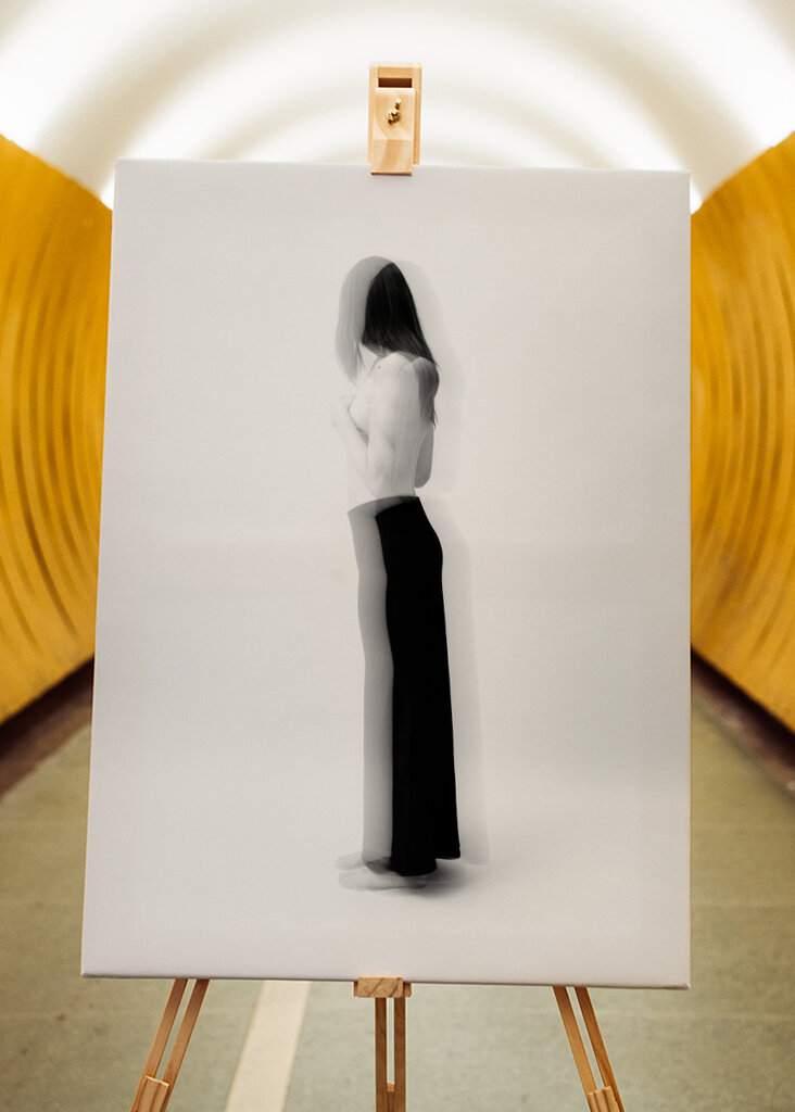 Woman in black and white III