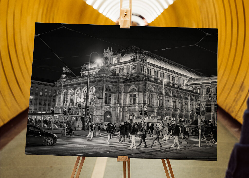Staatsoper in Wien bei Nacht