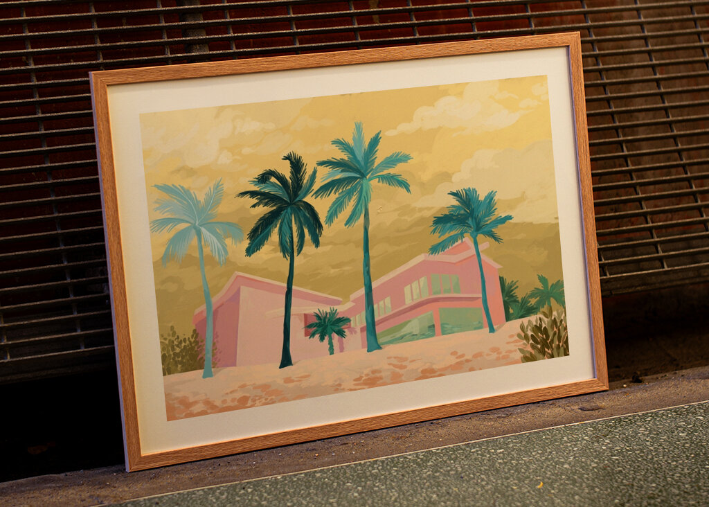 Pink Palm Tree Beach Villa