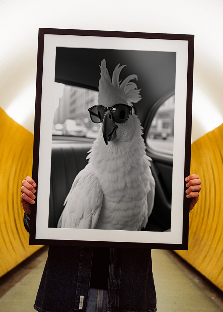 Kakadu w stylu retro