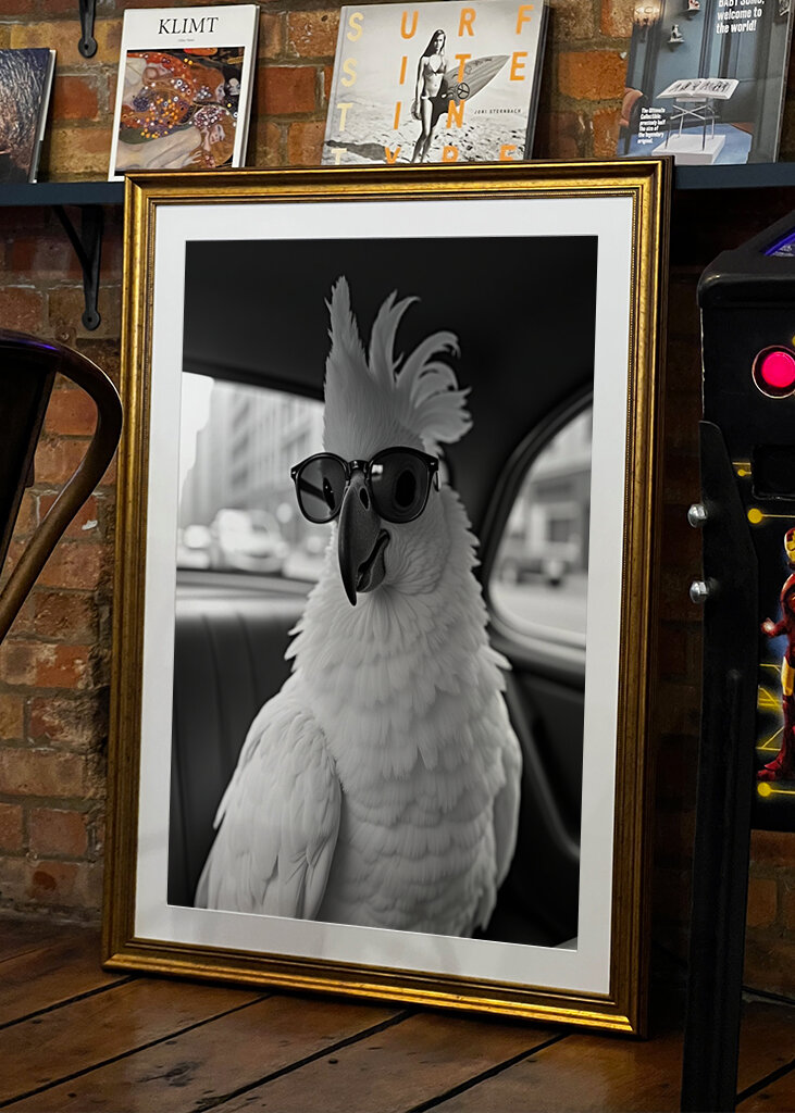 Kakadu w stylu retro