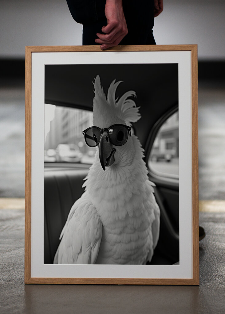 Kakadu w stylu retro