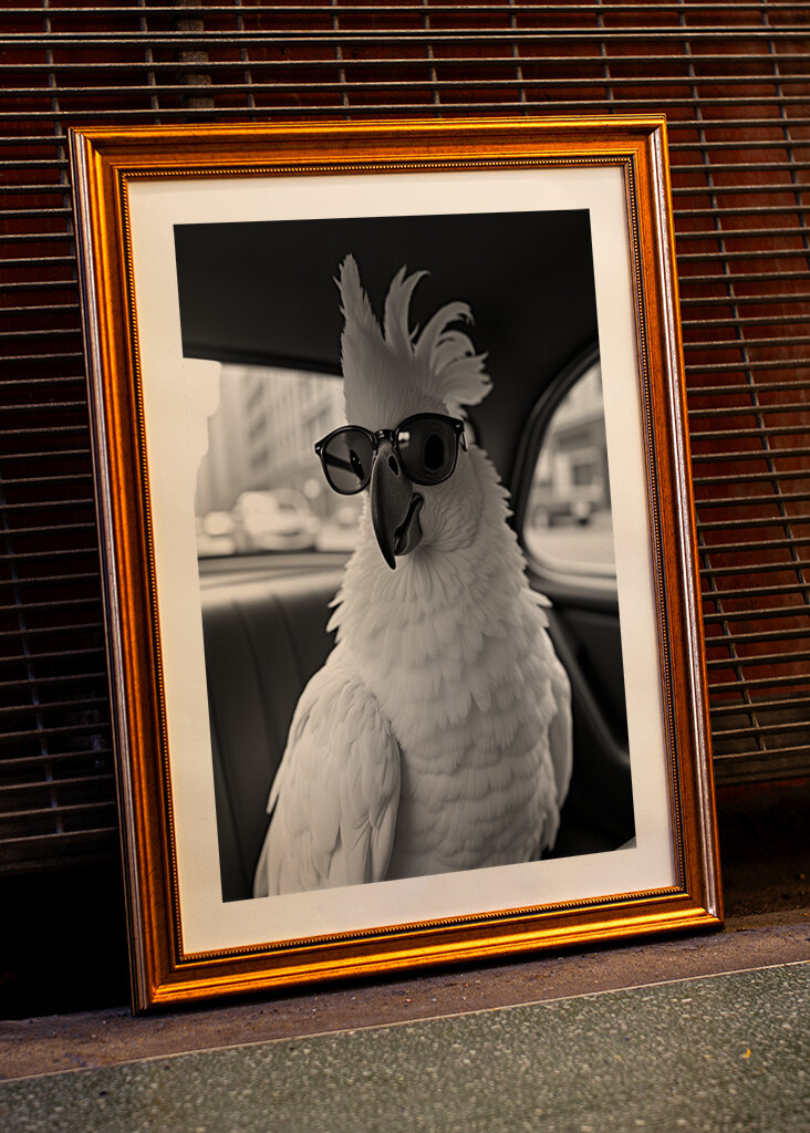 Kakadu w stylu retro