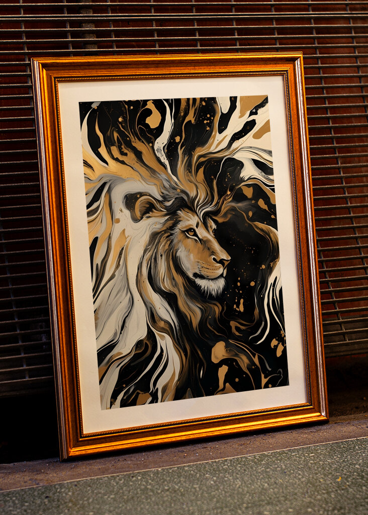 Majestátní lev ve zlatě