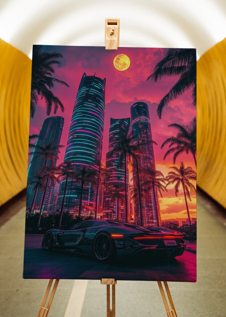 Cyberpunk Stadtbild Retro Neon