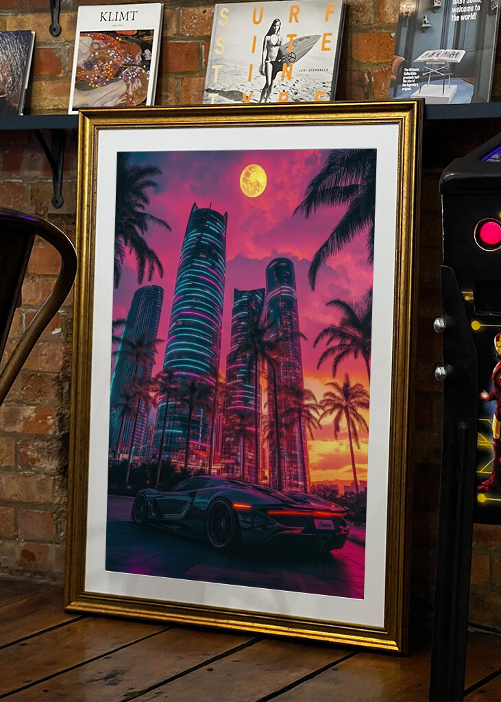 Cyberpunk Stadtbild Retro Neon