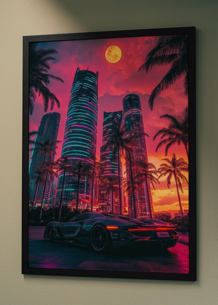 Cyberpunk Stadtbild Retro Neon