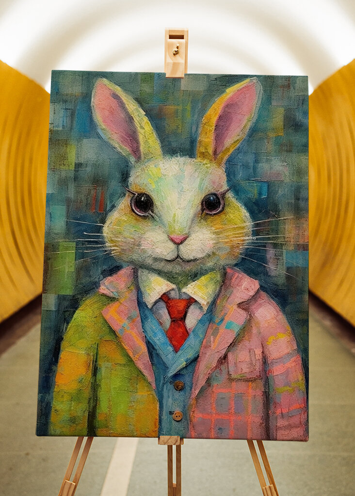 Chic Rabbit in Textured Pastel