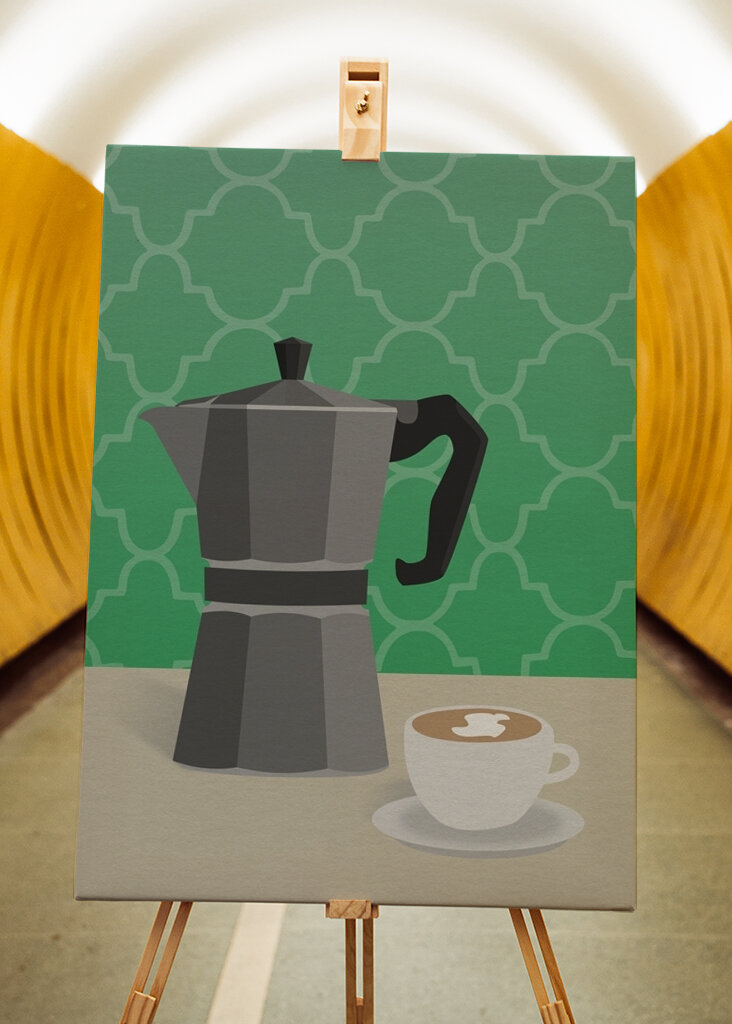 Kaffe på køkkenbordet