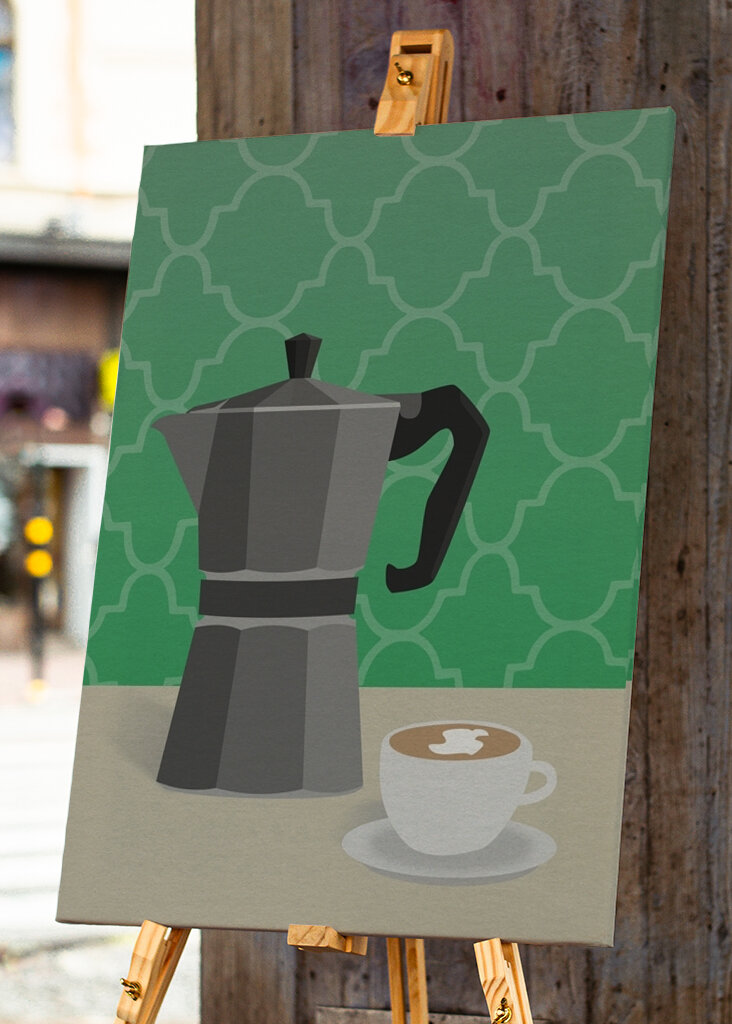 Kaffe på køkkenbordet