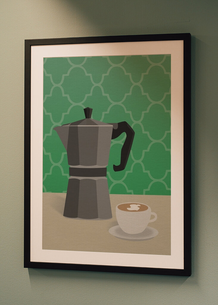 Kaffe på køkkenbordet