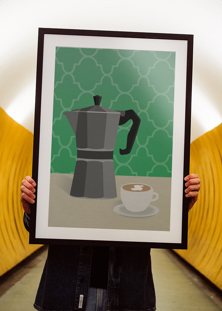 Kaffe på køkkenbordet