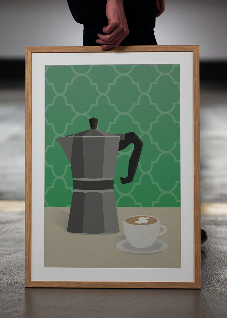 Kaffe på køkkenbordet