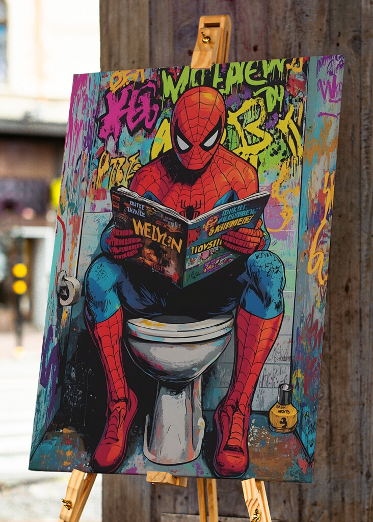 Funny Spiderman toaleta Pop art