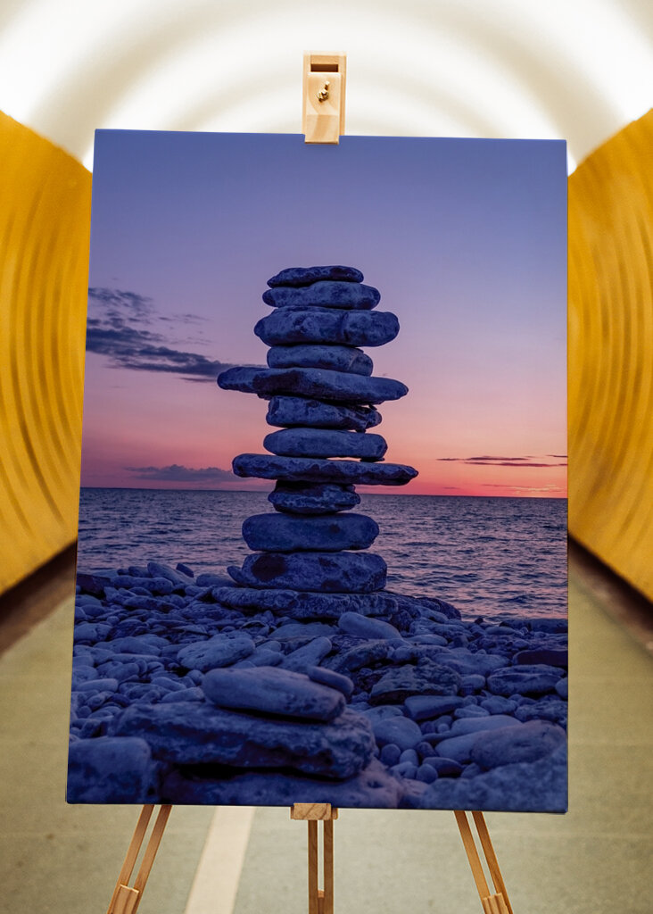 Stone Cairn at Sunset