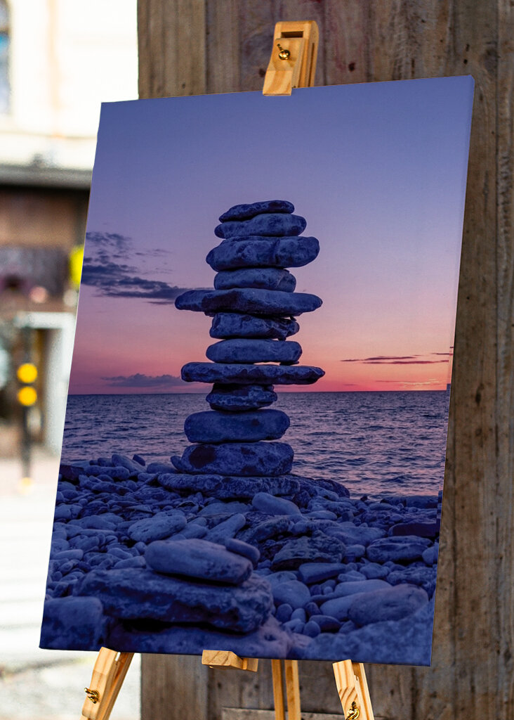 Stone Cairn at Sunset