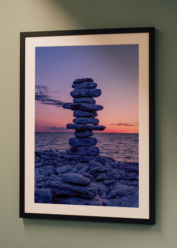 Stone Cairn at Sunset