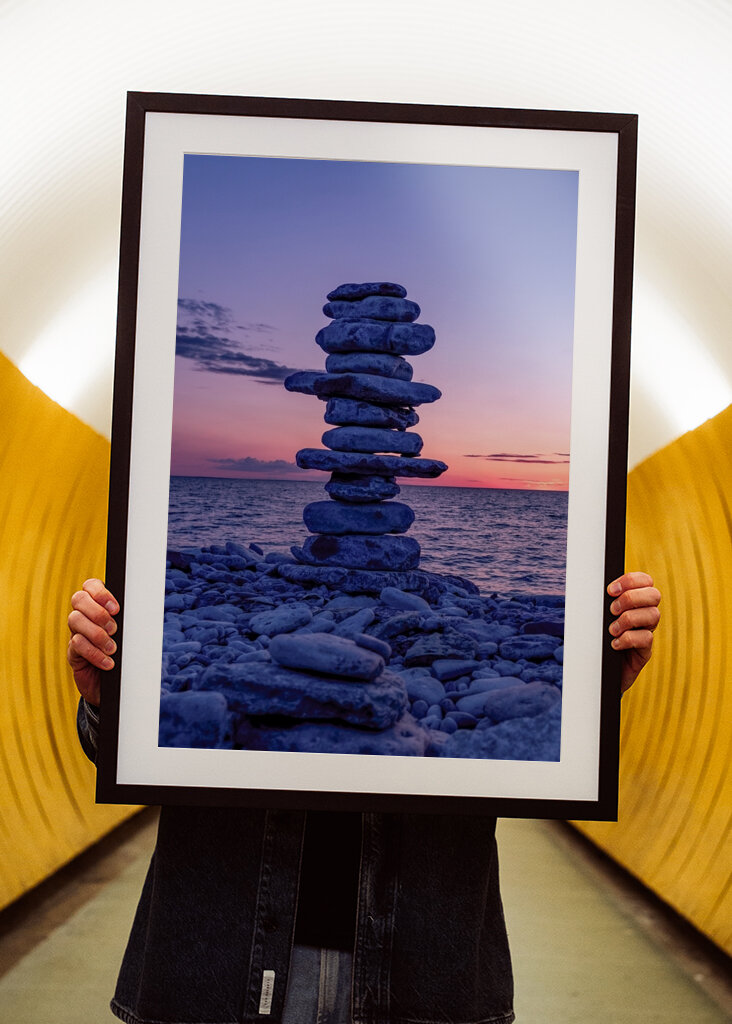 Stone Cairn at Sunset