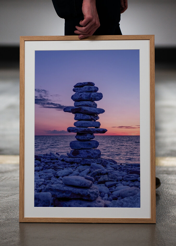 Stone Cairn at Sunset