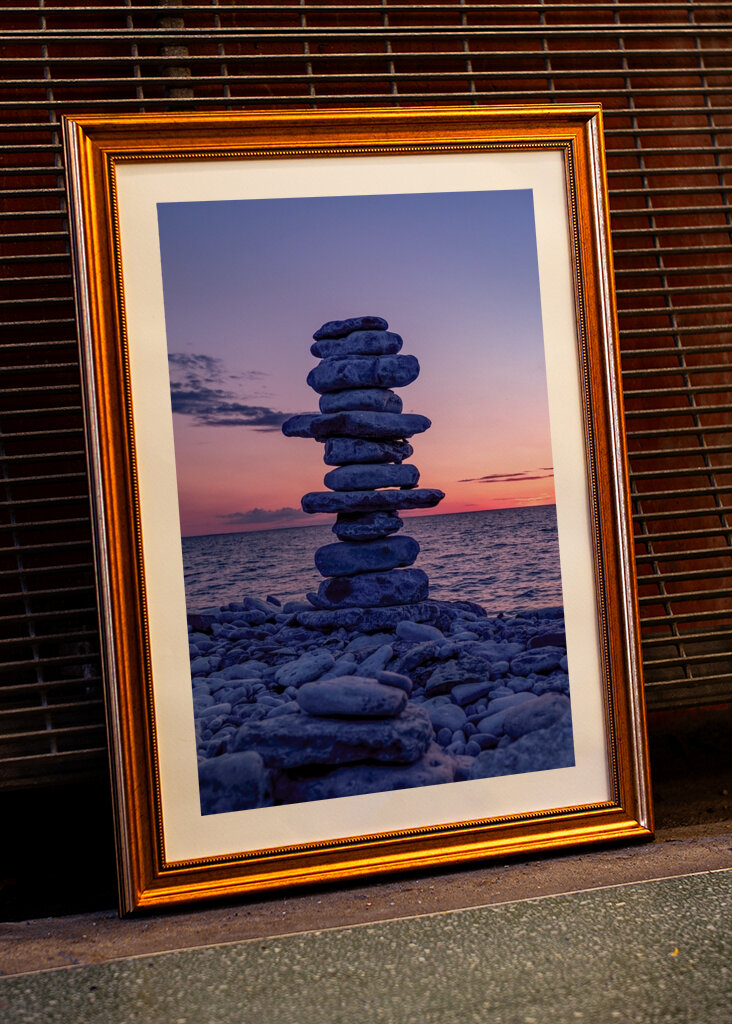 Stone Cairn at Sunset
