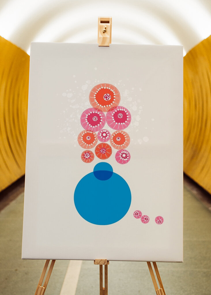 Red Flowers In Blue Vase 