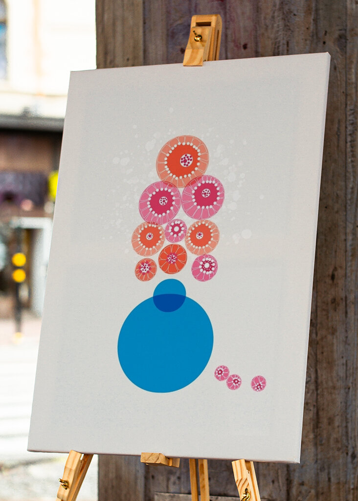 Red Flowers In Blue Vase 