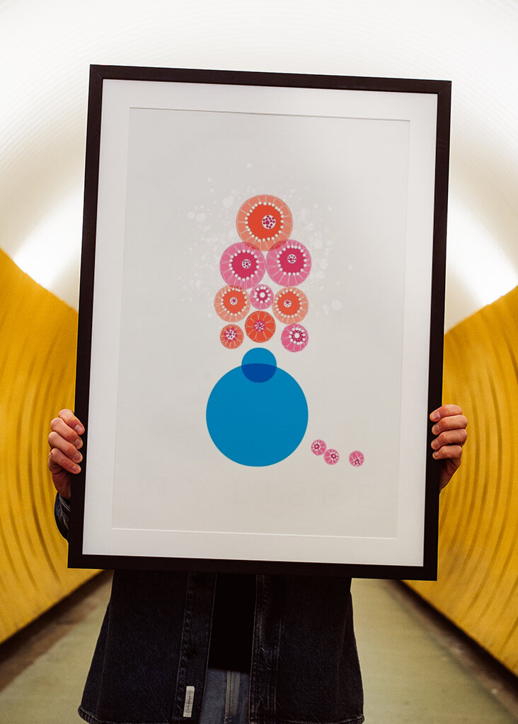 Red Flowers In Blue Vase 