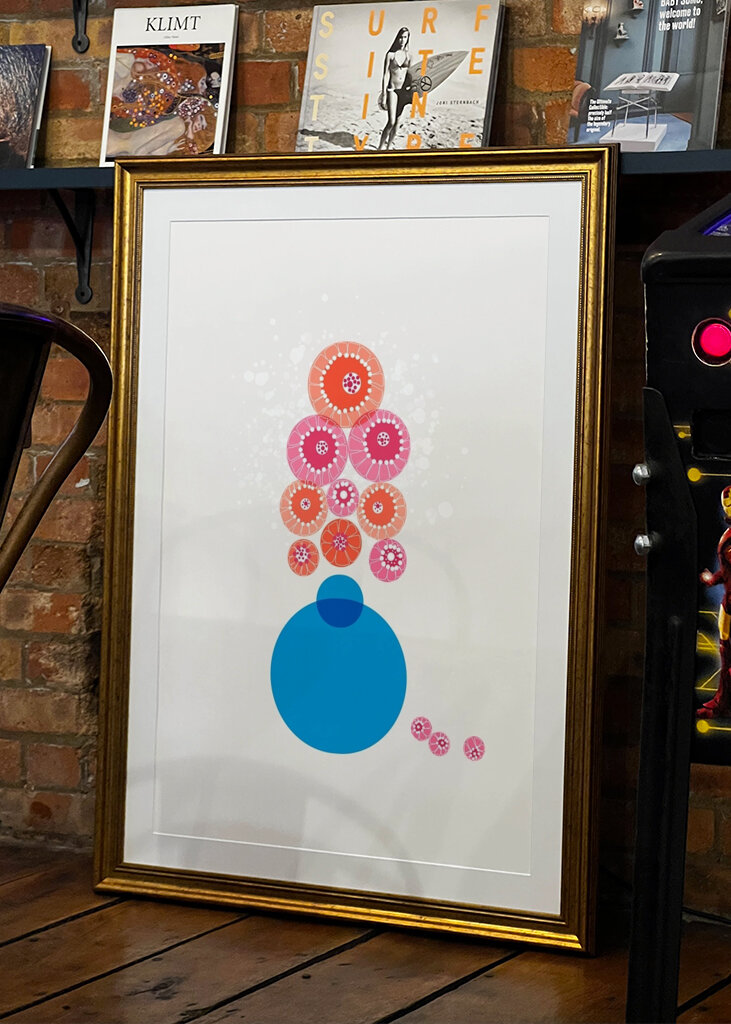 Red Flowers In Blue Vase 