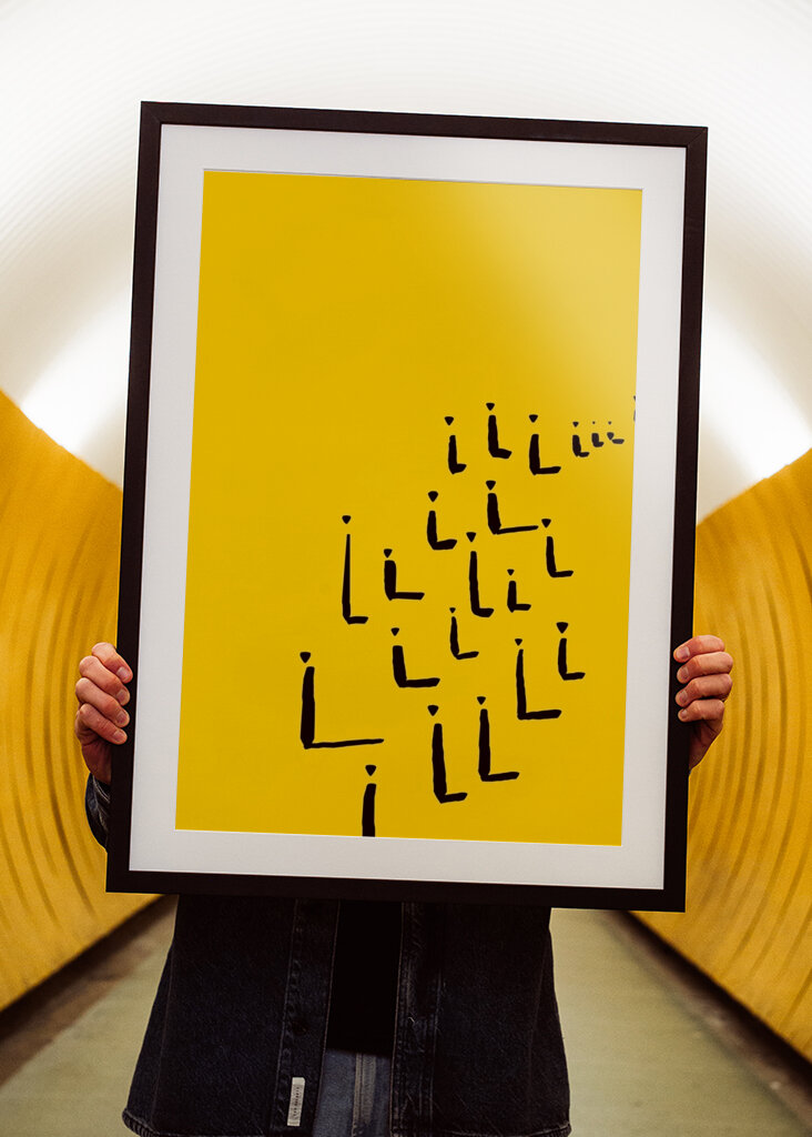 Abstrakt gul menneskemængde