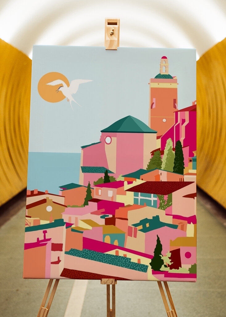 Barevná pobřežní scéna