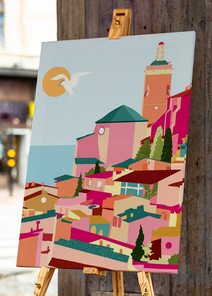 Barevná pobřežní scéna