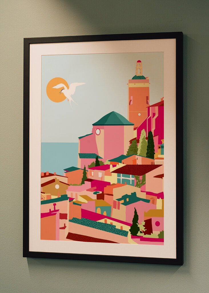 Barevná pobřežní scéna