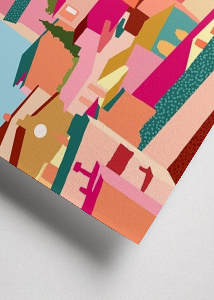 Barevná pobřežní scéna