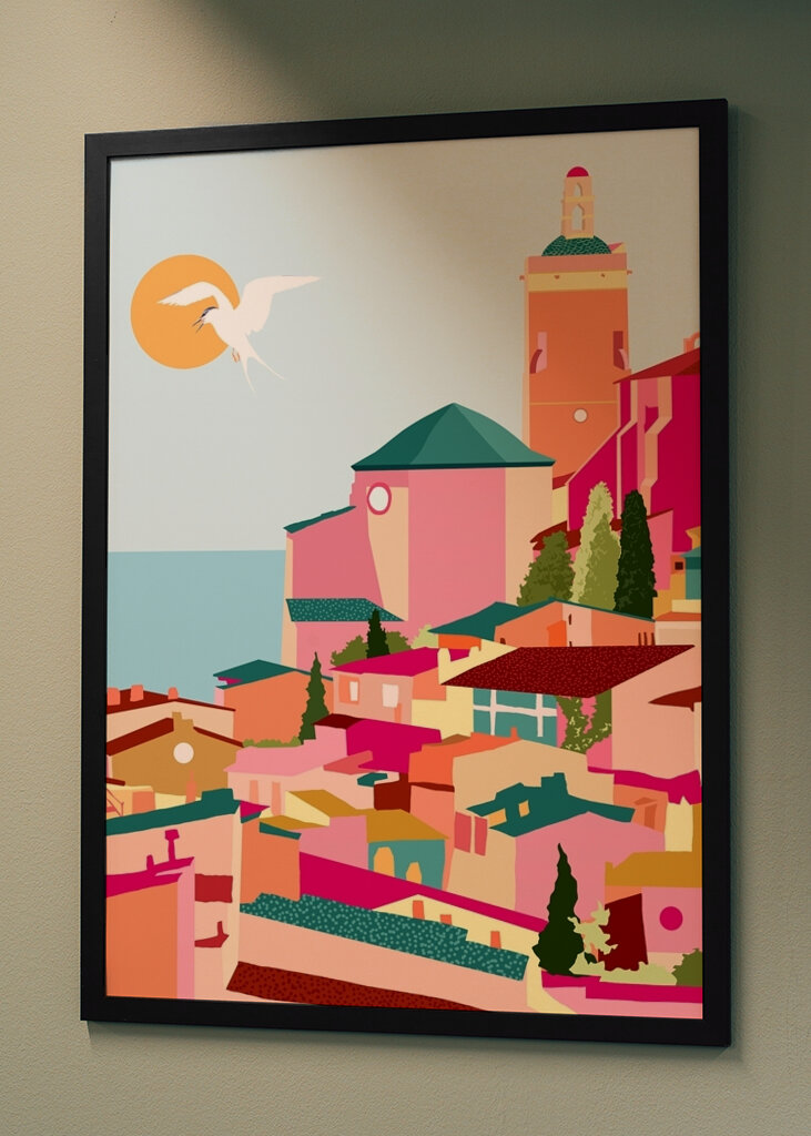 Barevná pobřežní scéna