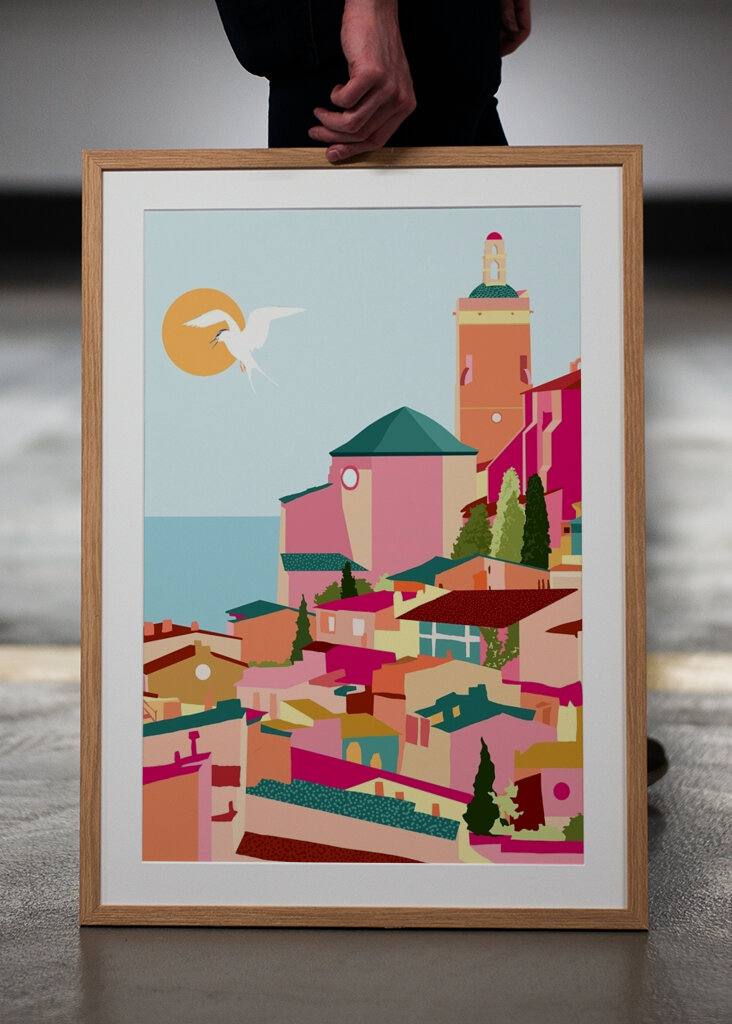 Barevná pobřežní scéna