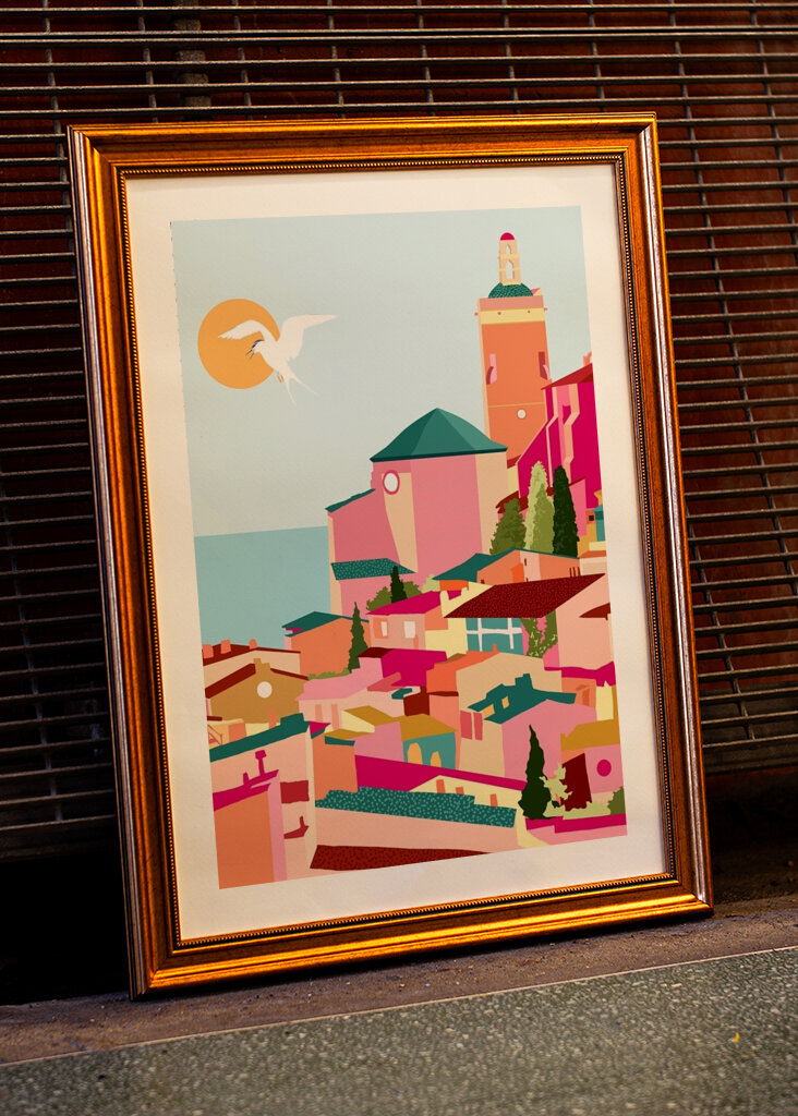 Barevná pobřežní scéna