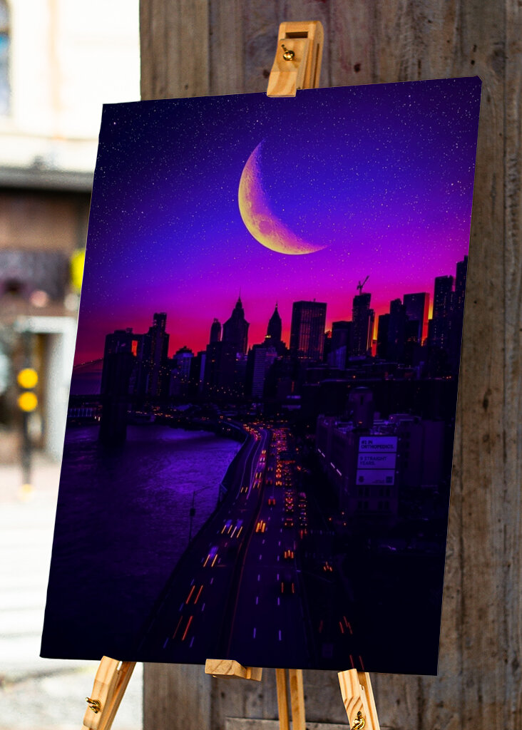 Neon Moon Cityscape