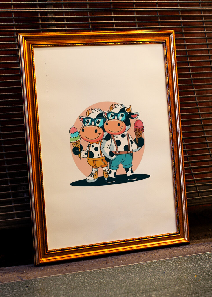 Kuh Maskottchen Design Illustration