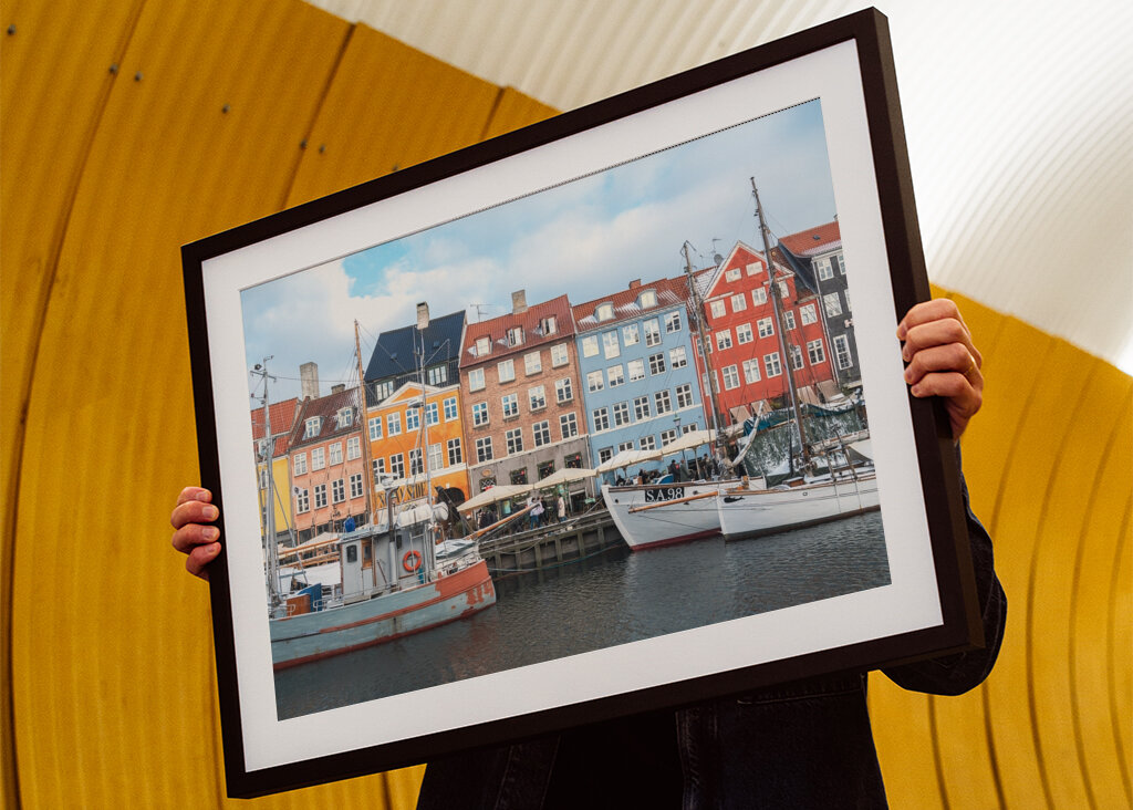 Nyhavn med både om vinteren.