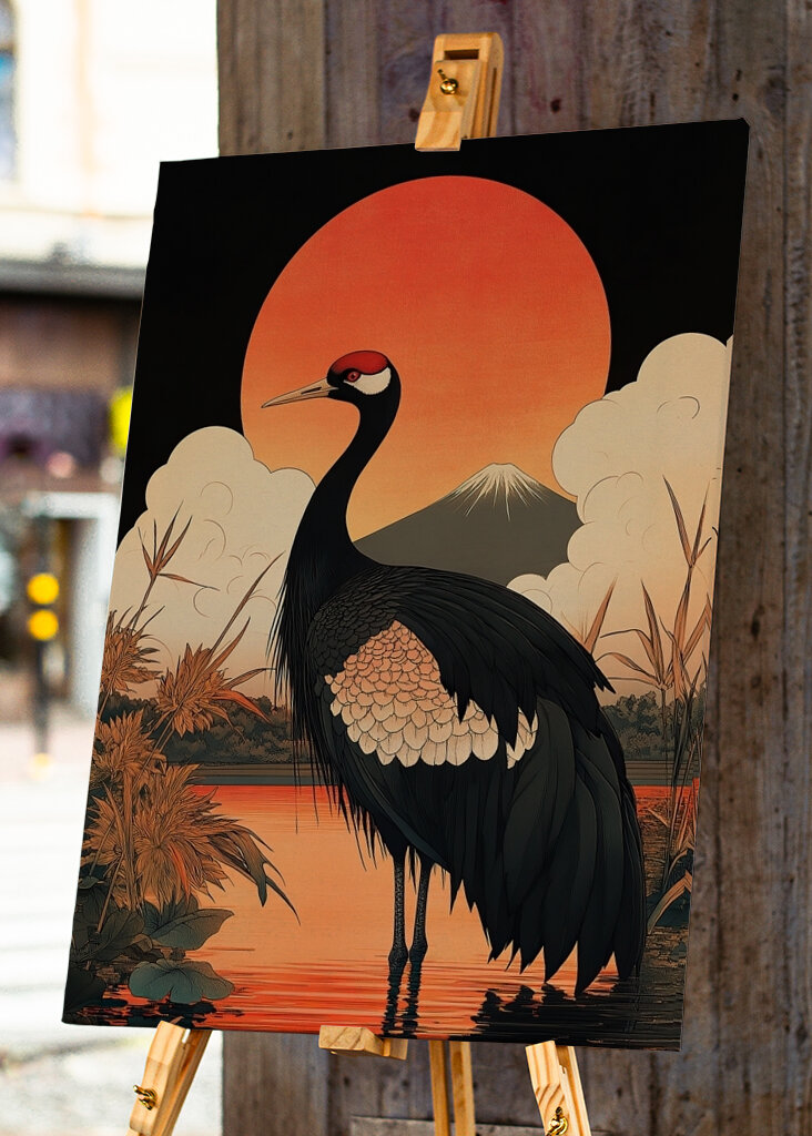 Japanese art print crane
