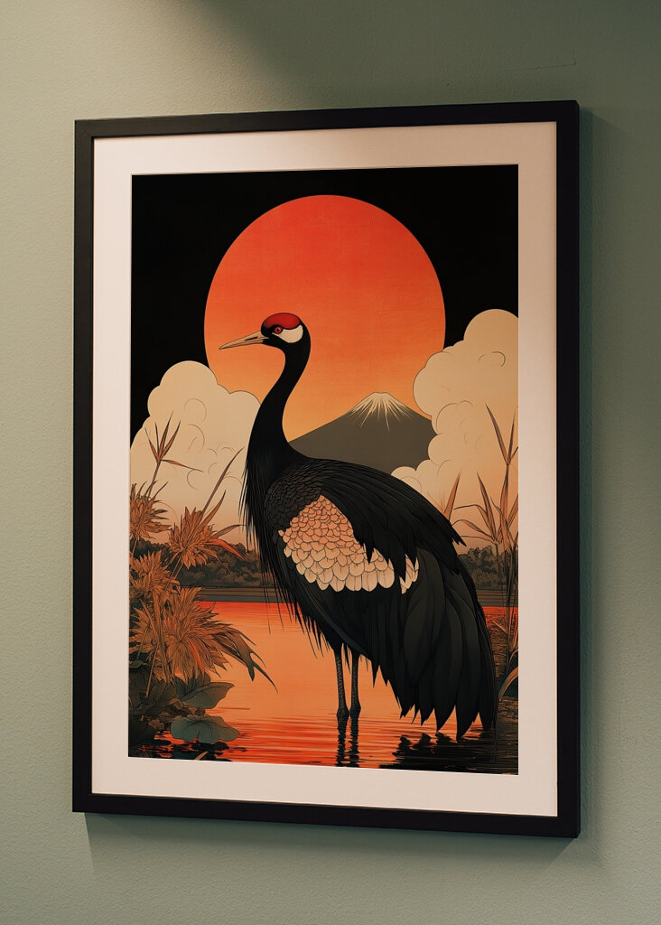 Japanese art print crane