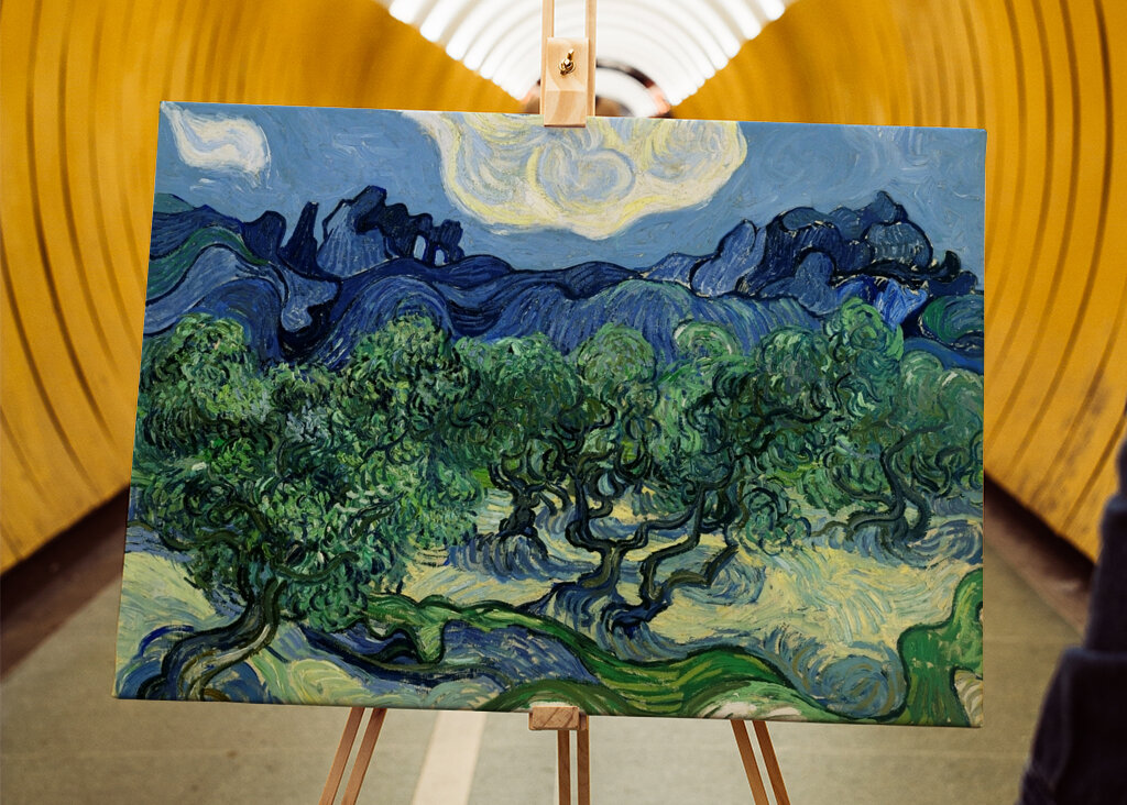 Wirbelnder Olivenhain