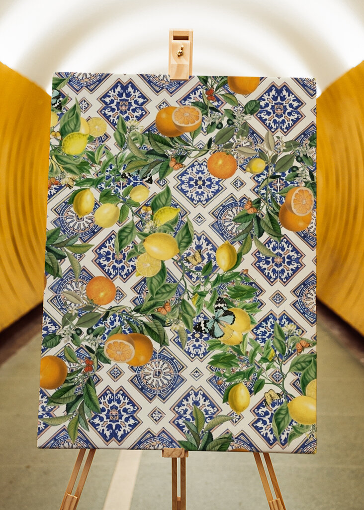 Zitrusfrüchte und Fliesen 