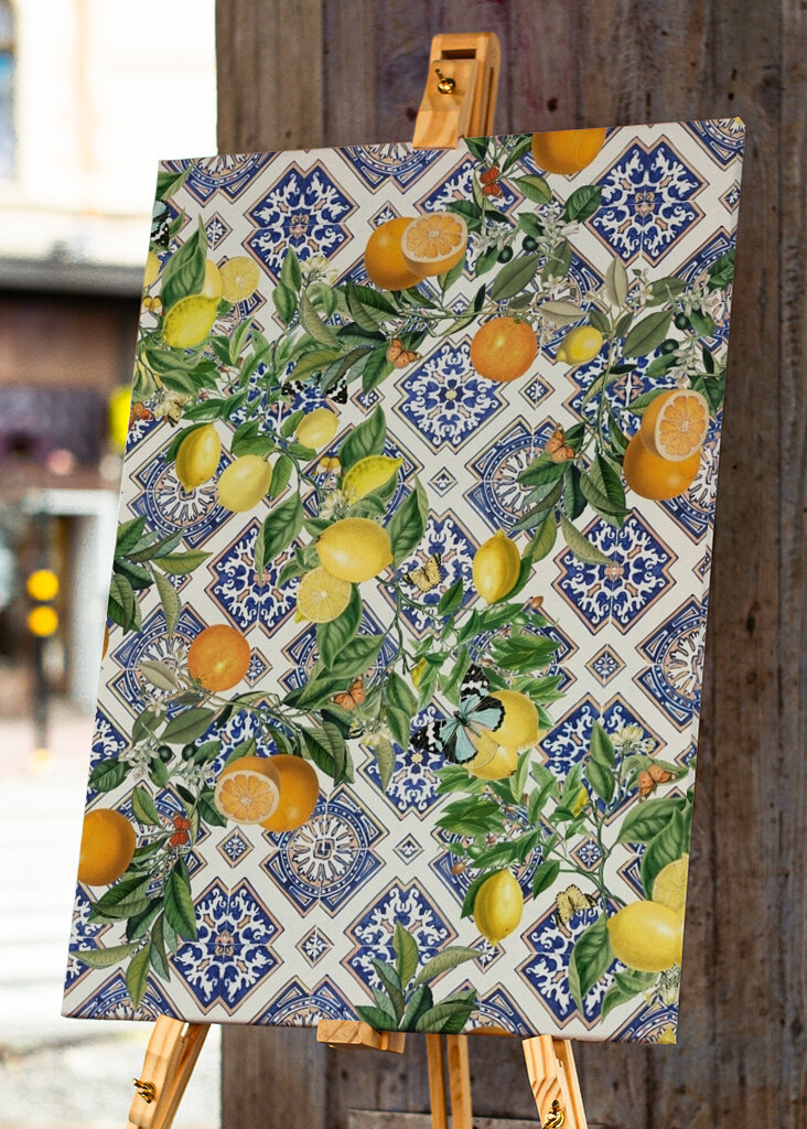 Zitrusfrüchte und Fliesen 