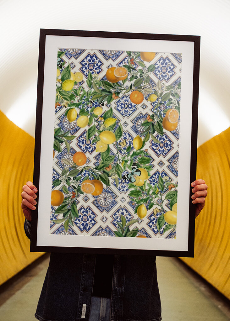 Zitrusfrüchte und Fliesen 