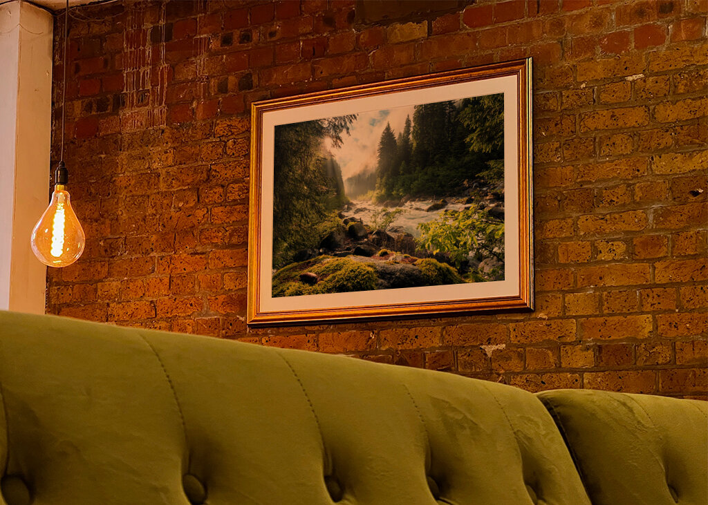 Sonnenbeschienener Waldbach