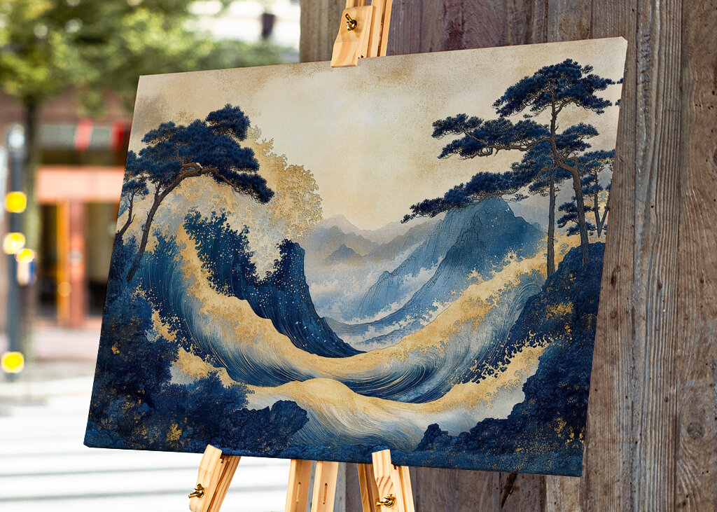 Japanese art print waves