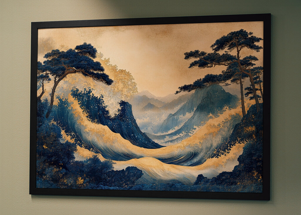 Japanese art print waves